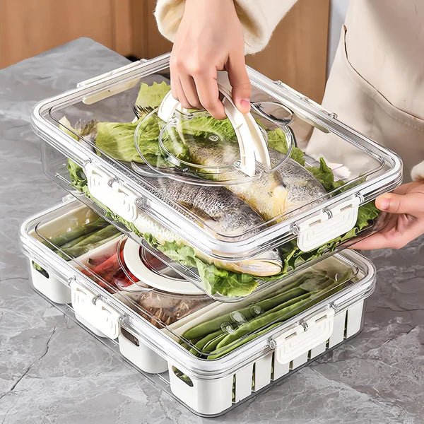 Organisateur de réfrigérateur – 8 Pots avec Couvercle et Poignée